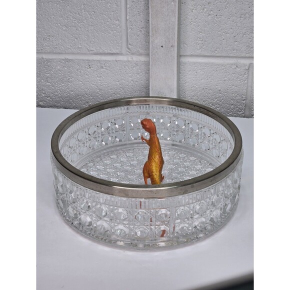 Vintage William Adams 24% Leaded Crystal Salad Bowl, Plated Rim ENGLAND - Picture 4 of 15